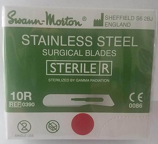 Swann-Morton #10R Sterile Surgical Blades, Stainless Steel